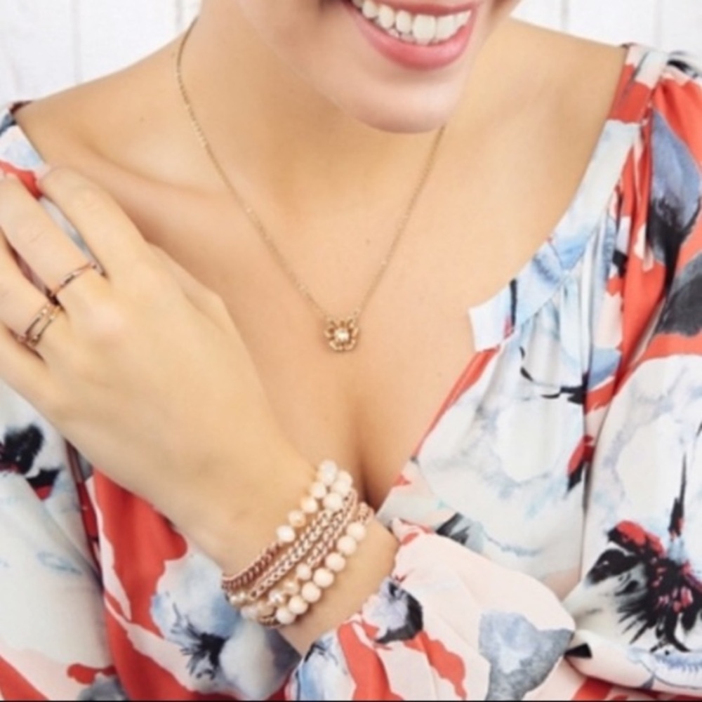 Pastel Pink Bead + Chain Multi-Wrap Bracelet Chloe + Isabel